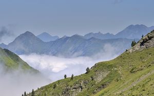 Preview wallpaper mountains, slope, clouds, distance