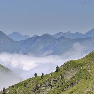 Preview wallpaper mountains, slope, clouds, distance