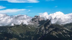 Preview wallpaper mountains, slope, clouds, landscape, nature