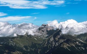 Preview wallpaper mountains, slope, clouds, landscape, nature