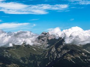 Preview wallpaper mountains, slope, clouds, landscape, nature