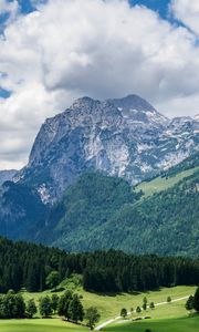 Preview wallpaper mountains, slope, forest, alps, landscape