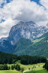 Preview wallpaper mountains, slope, forest, alps, landscape