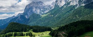 Preview wallpaper mountains, slope, forest, alps, landscape