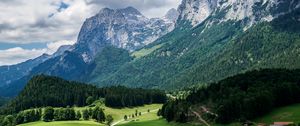 Preview wallpaper mountains, slope, forest, alps, landscape