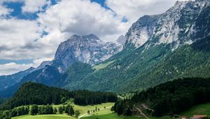 Preview wallpaper mountains, slope, forest, alps, landscape