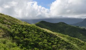 Preview wallpaper mountains, slope, grass, greenery, landscape