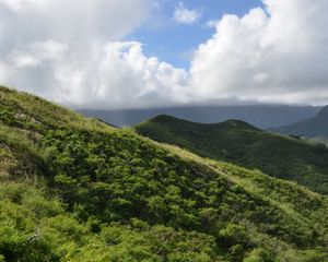 Preview wallpaper mountains, slope, grass, greenery, landscape