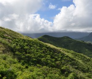 Preview wallpaper mountains, slope, grass, greenery, landscape