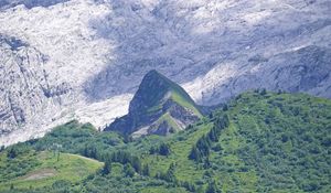 Preview wallpaper mountains, slope, grass, trees