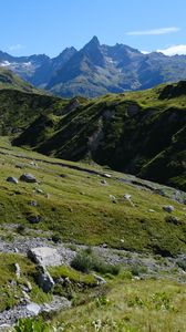 Preview wallpaper mountains, slope, landscape, stones, nature