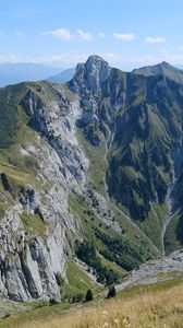 Preview wallpaper mountains, slope, landscape, mountain range, nature, green