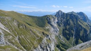 Preview wallpaper mountains, slope, landscape, mountain range, nature, green