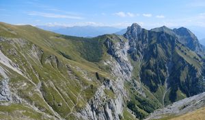 Preview wallpaper mountains, slope, landscape, mountain range, nature, green