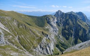 Preview wallpaper mountains, slope, landscape, mountain range, nature, green