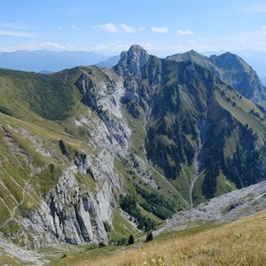 Preview wallpaper mountains, slope, landscape, mountain range, nature, green