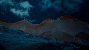 Preview wallpaper mountains, slope, night, starry sky