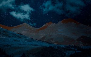 Preview wallpaper mountains, slope, night, starry sky