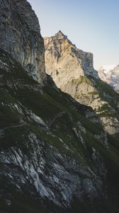 Preview wallpaper mountains, slope, path, rocks, peaks