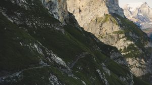 Preview wallpaper mountains, slope, path, rocks, peaks