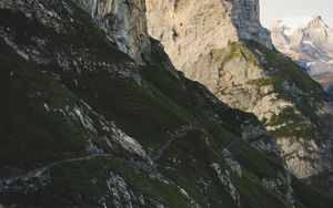 Preview wallpaper mountains, slope, path, rocks, peaks