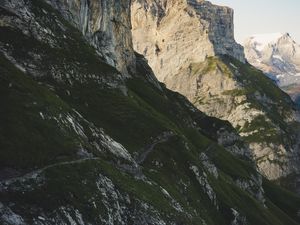 Preview wallpaper mountains, slope, path, rocks, peaks