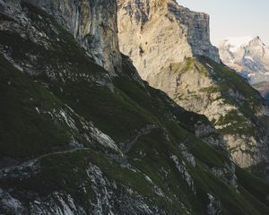 Preview wallpaper mountains, slope, path, rocks, peaks
