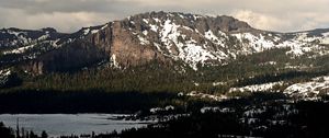 Preview wallpaper mountains, slope, relief, snow, nature, trees