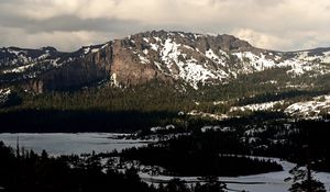Preview wallpaper mountains, slope, relief, snow, nature, trees