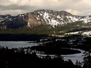 Preview wallpaper mountains, slope, relief, snow, nature, trees