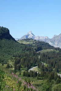 Preview wallpaper mountains, slope, road, trees, landscape, aerial view