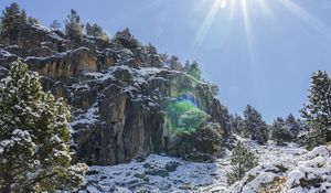 Preview wallpaper mountains, slope, snow, sun, nature