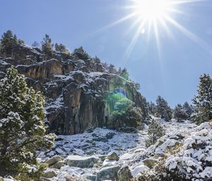 Preview wallpaper mountains, slope, snow, sun, nature