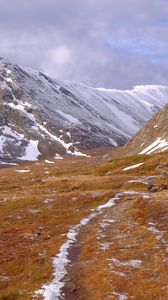 Preview wallpaper mountains, slope, snow, valley, nature