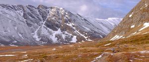 Preview wallpaper mountains, slope, snow, valley, nature