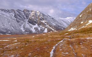 Preview wallpaper mountains, slope, snow, valley, nature