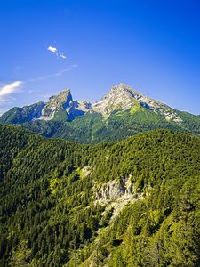 Preview wallpaper mountains, slope, trees, forest, landscape, nature