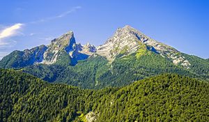 Preview wallpaper mountains, slope, trees, forest, landscape, nature