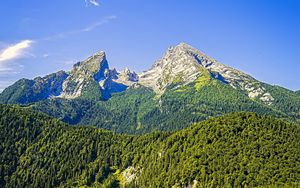 Preview wallpaper mountains, slope, trees, forest, landscape, nature