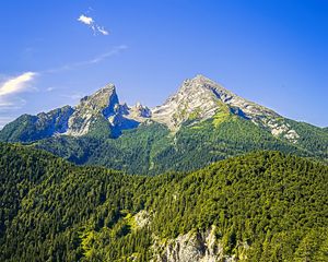 Preview wallpaper mountains, slope, trees, forest, landscape, nature