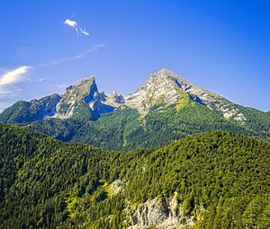 Preview wallpaper mountains, slope, trees, forest, landscape, nature