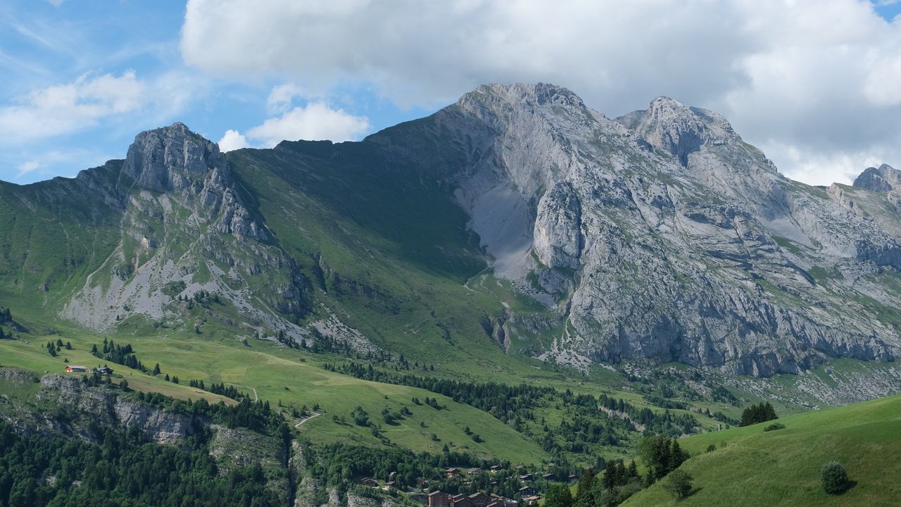 Wallpaper mountains, slope, valley, trees