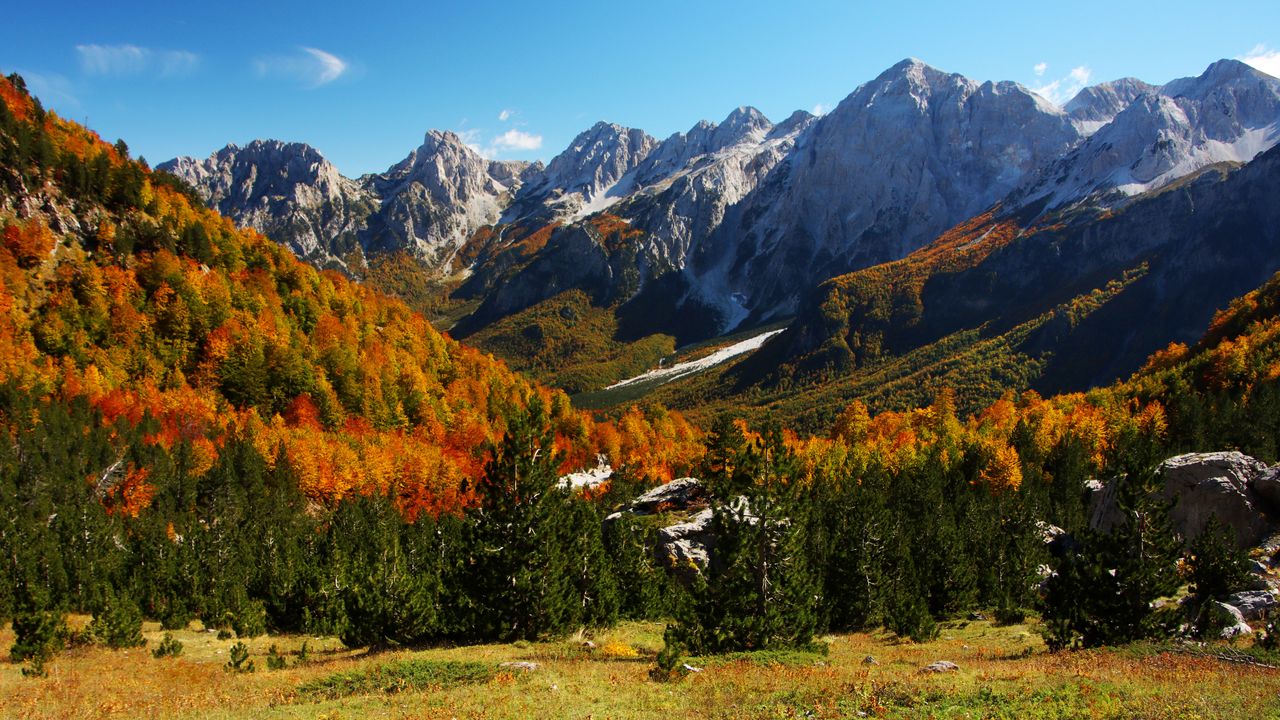 Wallpaper mountains, slope, valley, trees, autumn, landscape, nature
