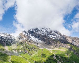 Preview wallpaper mountains, slopes, clouds, sky, nature