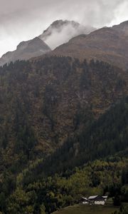 Preview wallpaper mountains, slopes, forest, trees, clouds