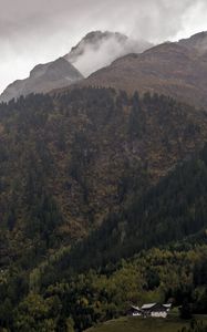 Preview wallpaper mountains, slopes, forest, trees, clouds