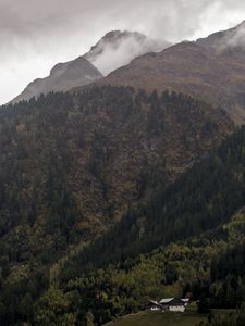 Preview wallpaper mountains, slopes, forest, trees, clouds