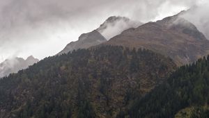 Preview wallpaper mountains, slopes, forest, trees, clouds