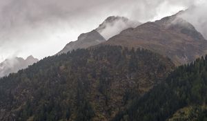 Preview wallpaper mountains, slopes, forest, trees, clouds