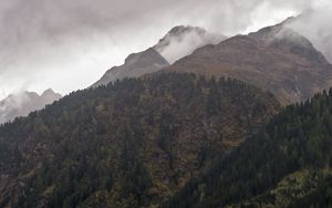 Preview wallpaper mountains, slopes, forest, trees, clouds